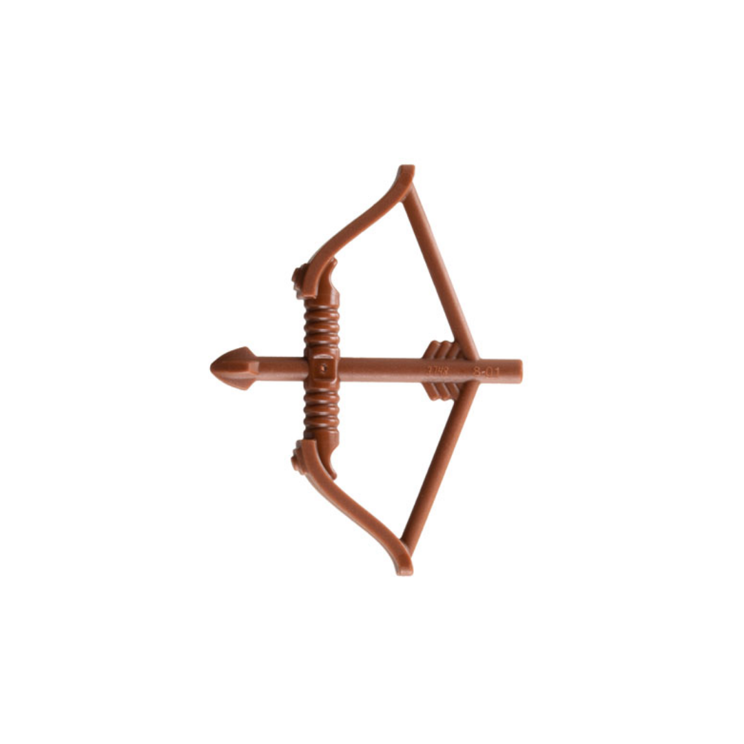 LEGO Minifigure Accessory - Bow Recurve with Wide Flat Limbs Arrow Drawn, Reddish Brown