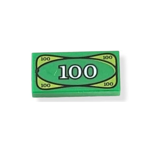 LEGO Minifigure Accessory - Money 100 Bill Tile 1x2, Green