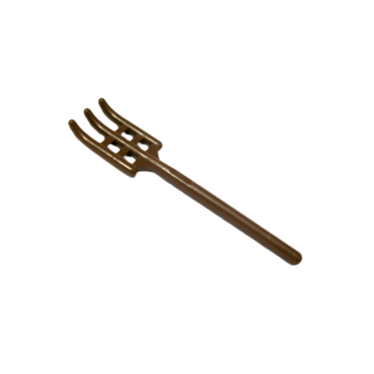 LEGO Minifigure Accessory - Pitchfork Round End, Reddish Brown