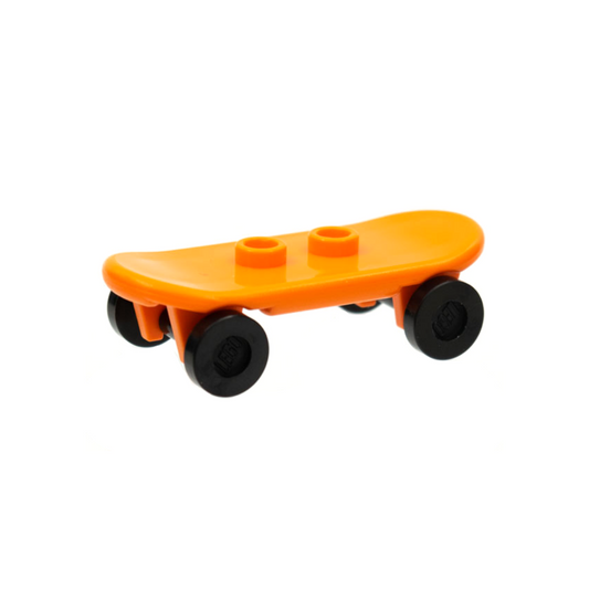 LEGO Minifigure Accessory - Skateboard Deck with Black Wheels, Orange