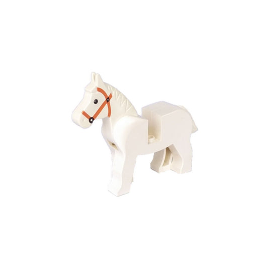 LEGO Minifigure Animal - Horse with Dark Orange Bridle, White